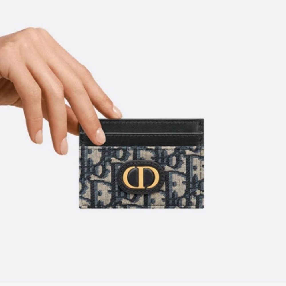 SOLD‼️Dior Oblique Jacquard 30 Montaigne Freesia Card Case Holder Blue Compact - Picture 5 of 16